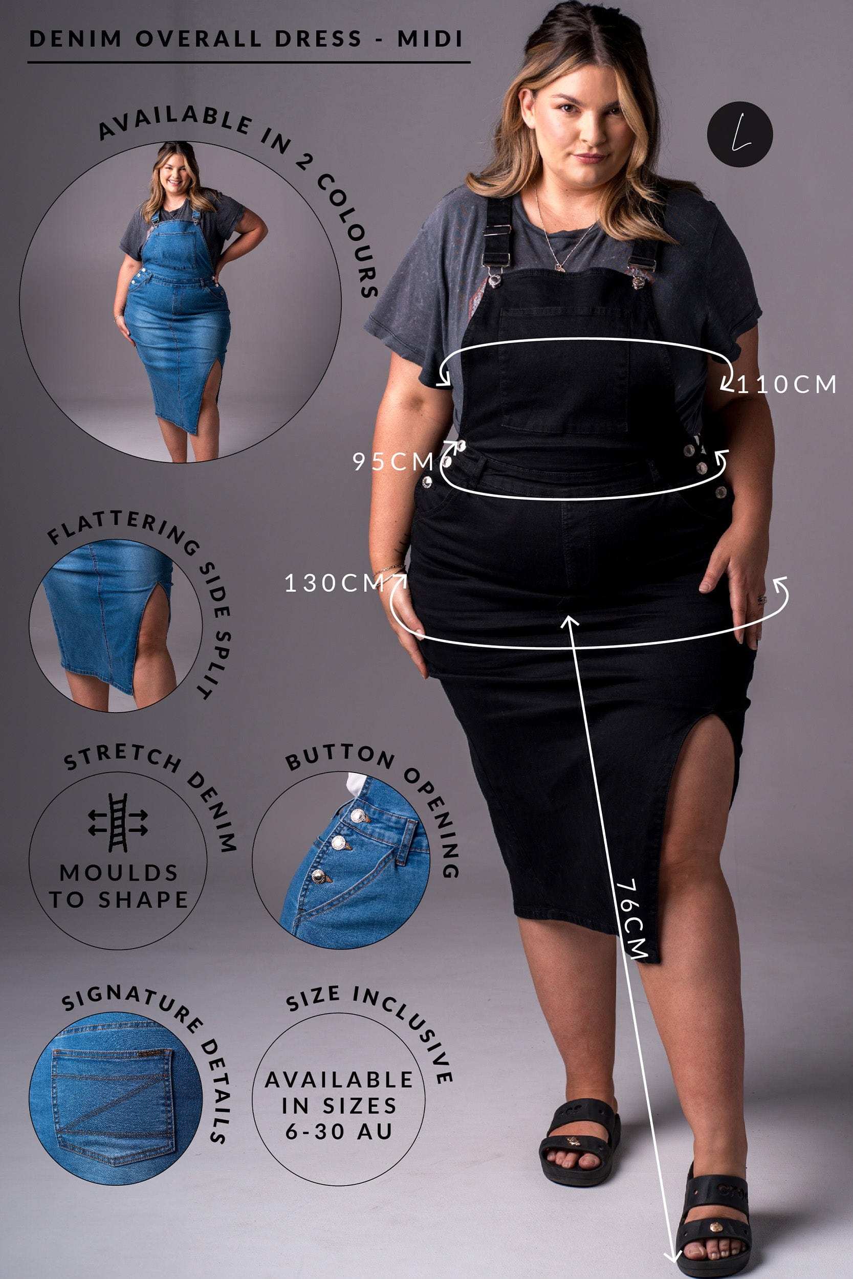Black Denim Overall Dress - Midi OVERALL